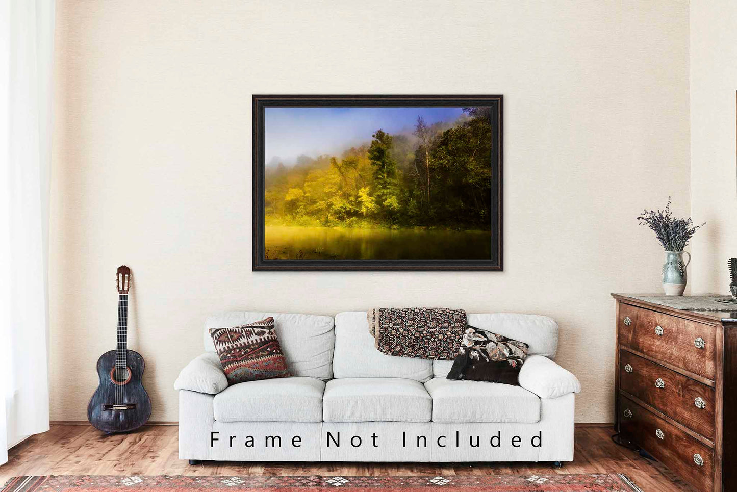 Southeastern Photography Print (Unframed) Trees Illuminated by Sunlight Along Buffalo National River in Arkansas | Ozark Mountains Wall Art Nature Decor