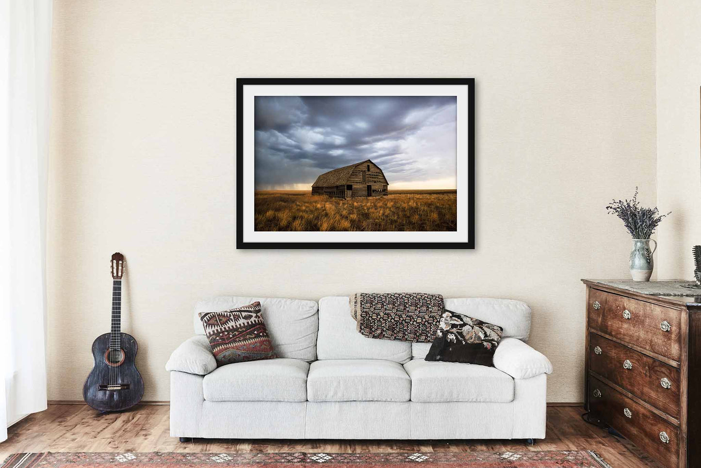 Rustic Barn Framed and Matted Print | Prairie Photo | Great Plains Decor | Oklahoma Photography | Farmhouse Wall Art | Ready to Hang