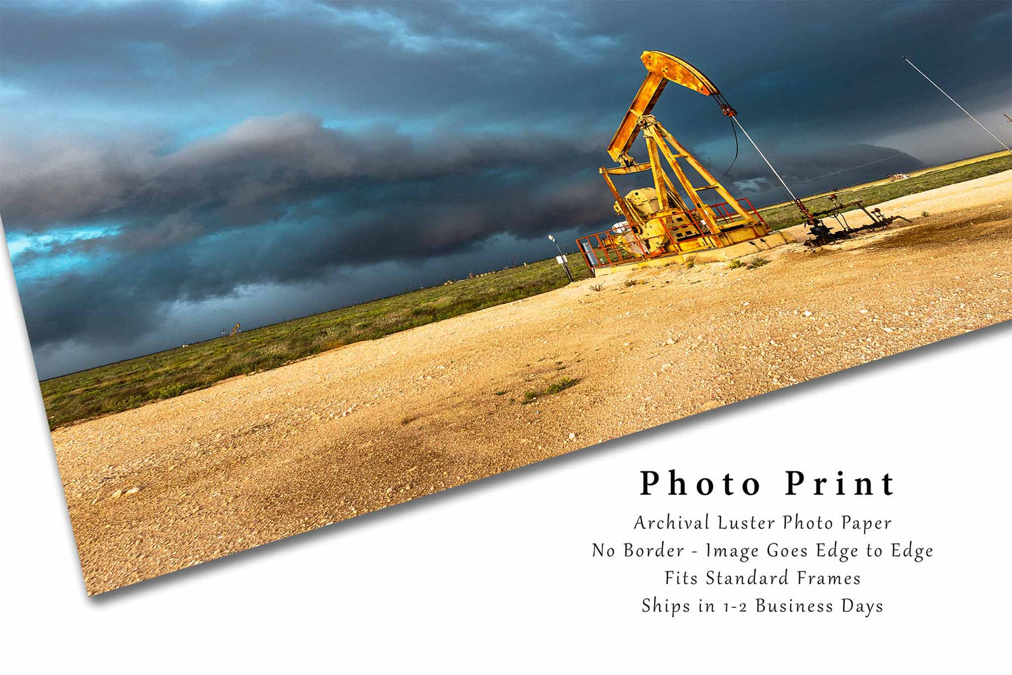 Oilfield Pump Jack Photography Print | Storm Picture | Permian Basin Wall Art | West Texas Photo | Oil and Gas Decor | Not Framed