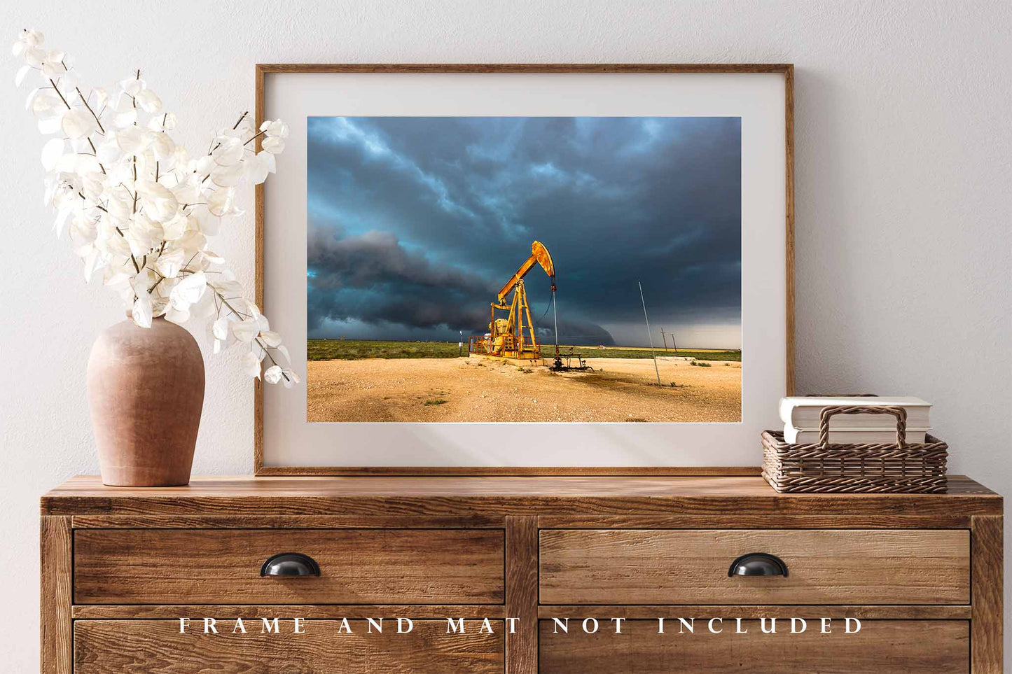 Oilfield Pump Jack Photography Print | Storm Picture | Permian Basin Wall Art | West Texas Photo | Oil and Gas Decor | Not Framed