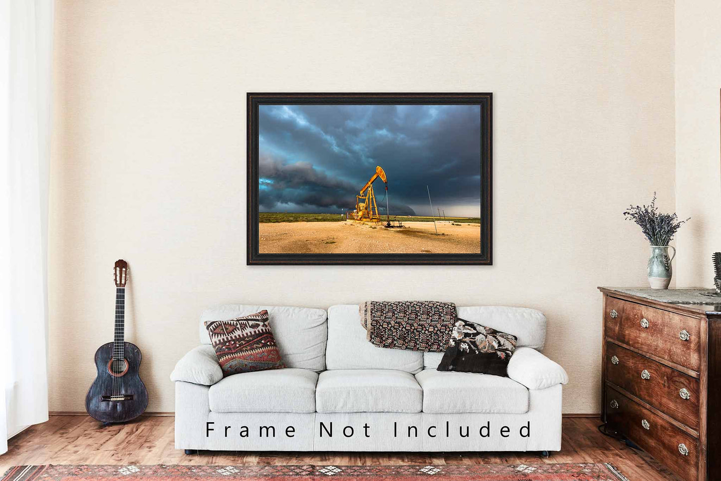 Oilfield Pump Jack Photography Print | Storm Picture | Permian Basin Wall Art | West Texas Photo | Oil and Gas Decor | Not Framed