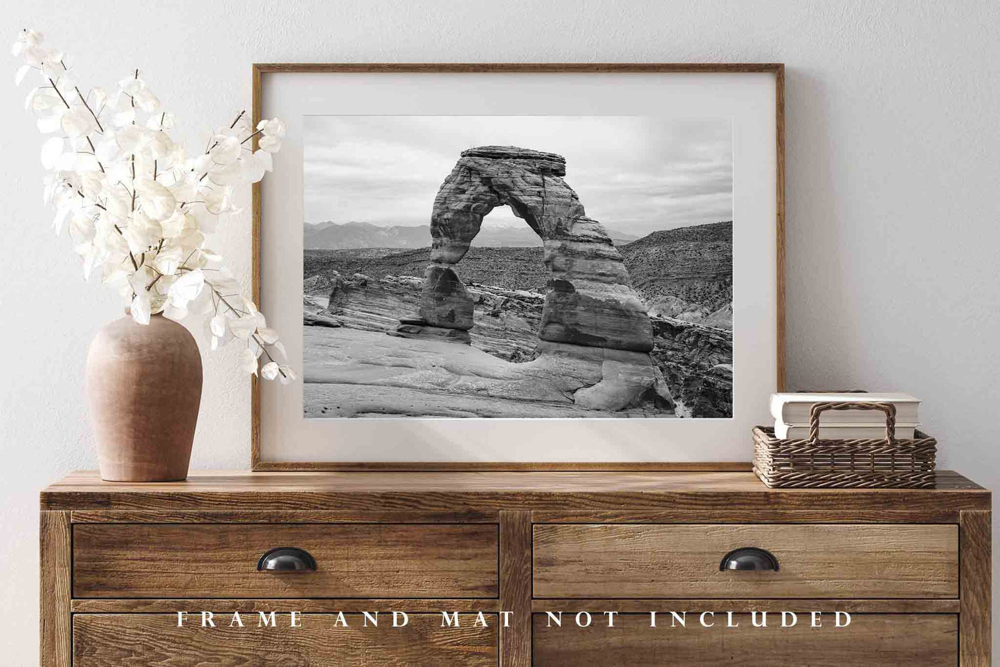 Western Photography Print - Black and White Picture of Delicate Arch Arches National Park Utah - Southwestern Wall Art Photo Artwork Decor