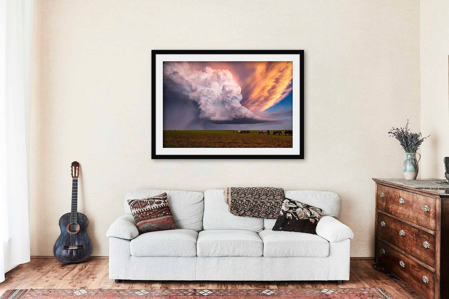 Storm Framed and Matted Print | Supercell Thunderstorm Photo | Kansas Decor | Sky Cloud Photography | Great Plains Wall Art | Ready to Hang