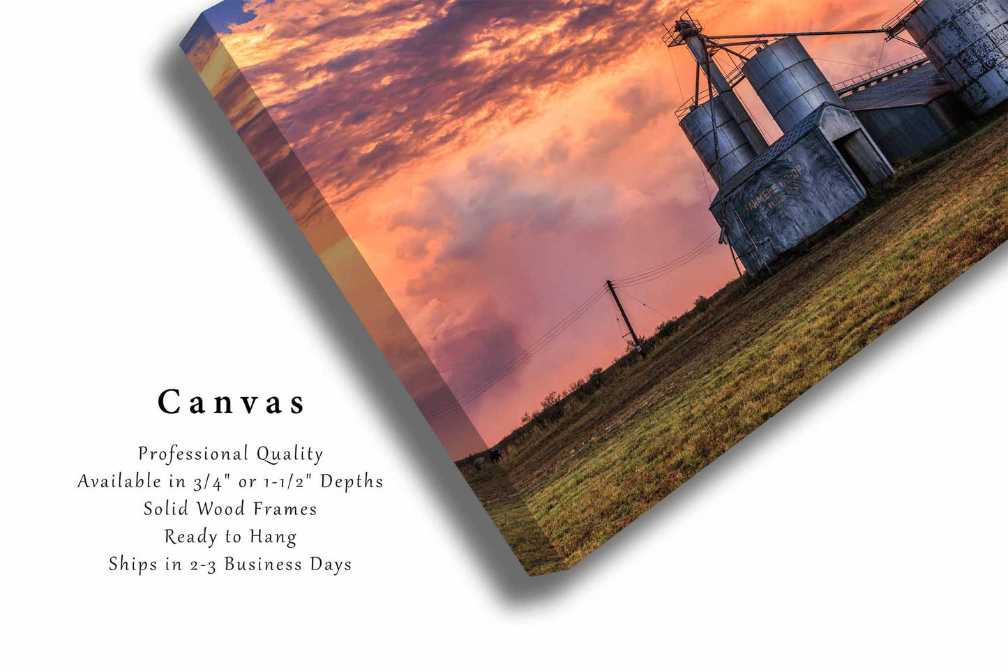 Grain Silos Canvas | Agriculture Gallery Wrap | Stormy Sky Photography | Small Town Texas Wall Art | Farm and Country Decor | Ready to Hang