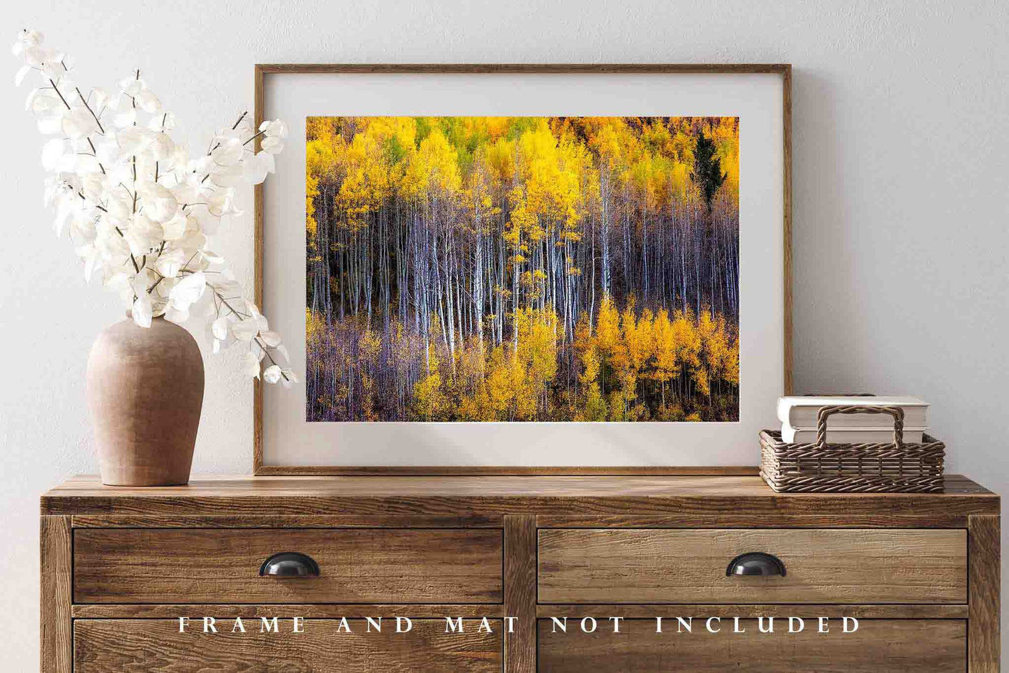 Fall Season Photography Art Print - Picture of Aspen Trees at Maroon Bells Western Colorado Autumn Forest Decor 4x6 to 30x45