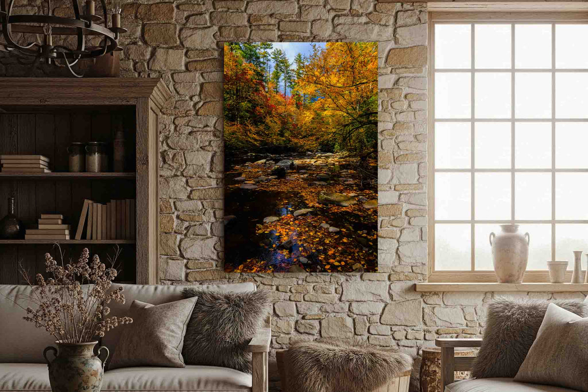Fall Forest in North Carolina Canvas Wall Art | Great Smoky Mountains Landscape Photography Vertical Nature Decor