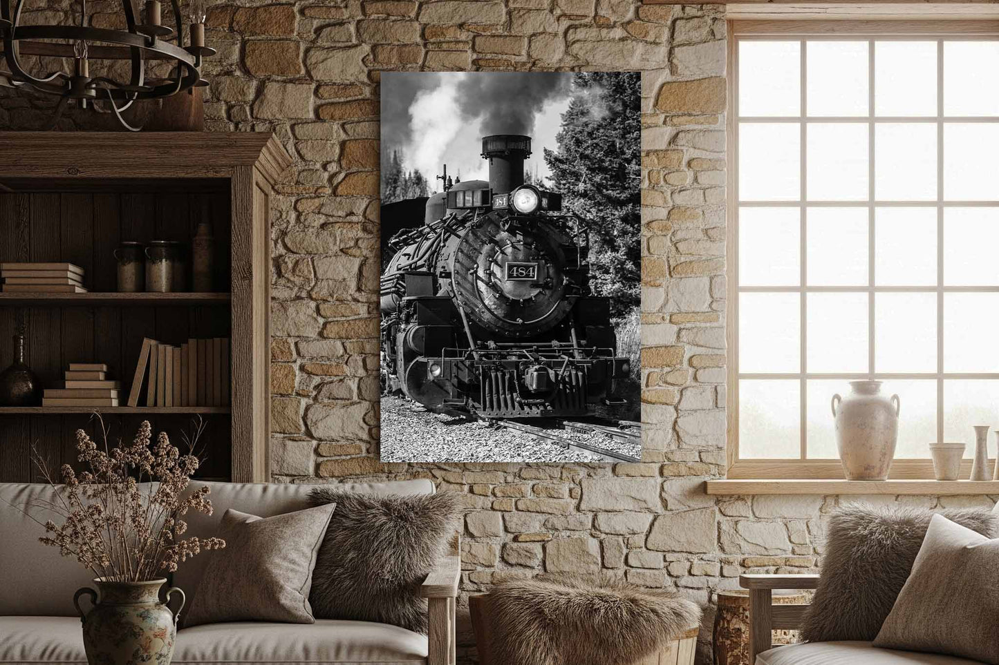 Train Metal Print | Vertical Steam Engine Photography | Black and White Locomotive Wall Art | Colorado Photo | Railroad Decor | Ready to Hang