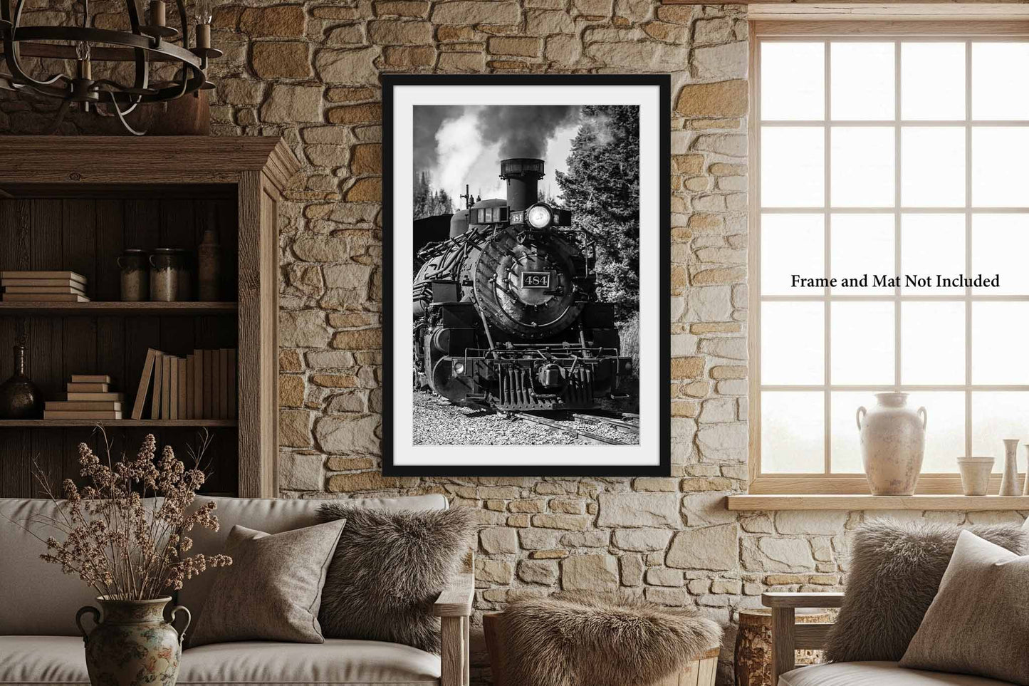 Train Photography Print | Vertical Steam Engine Picture | Black and White Locomotive Wall Art | Colorado Photo | Railroad Decor | Not Framed