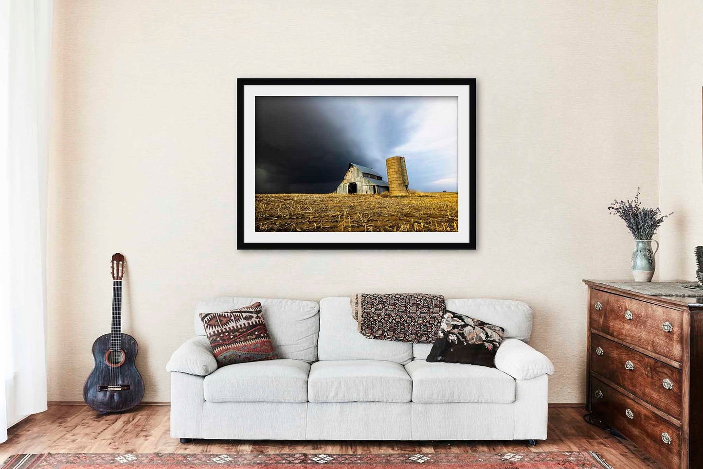 Barn Framed and Matted and Matted Print | Storm Photo | Great Plains Decor | Kansas Photography | Farm and Country Wall Art | Ready to Hang