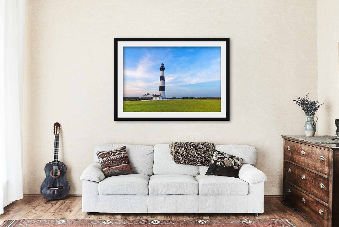 Bodie Island Lighthouse Framed and Matted Print | Outer Banks Photo | Atlantic Coast Decor | OBX North Carolina Photography | Coastal Wall Art | Ready to Hang