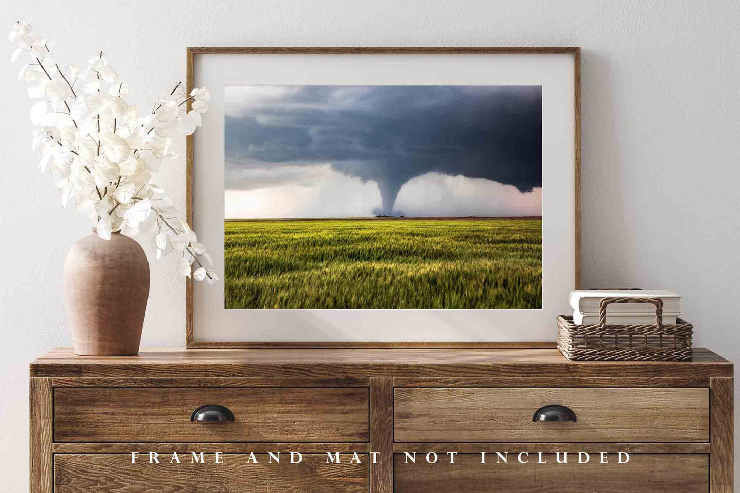 Tornado Photography Print - Picture of Large Tornado Passing Behind Farm House in Southwest Kansas Weather Home Decor