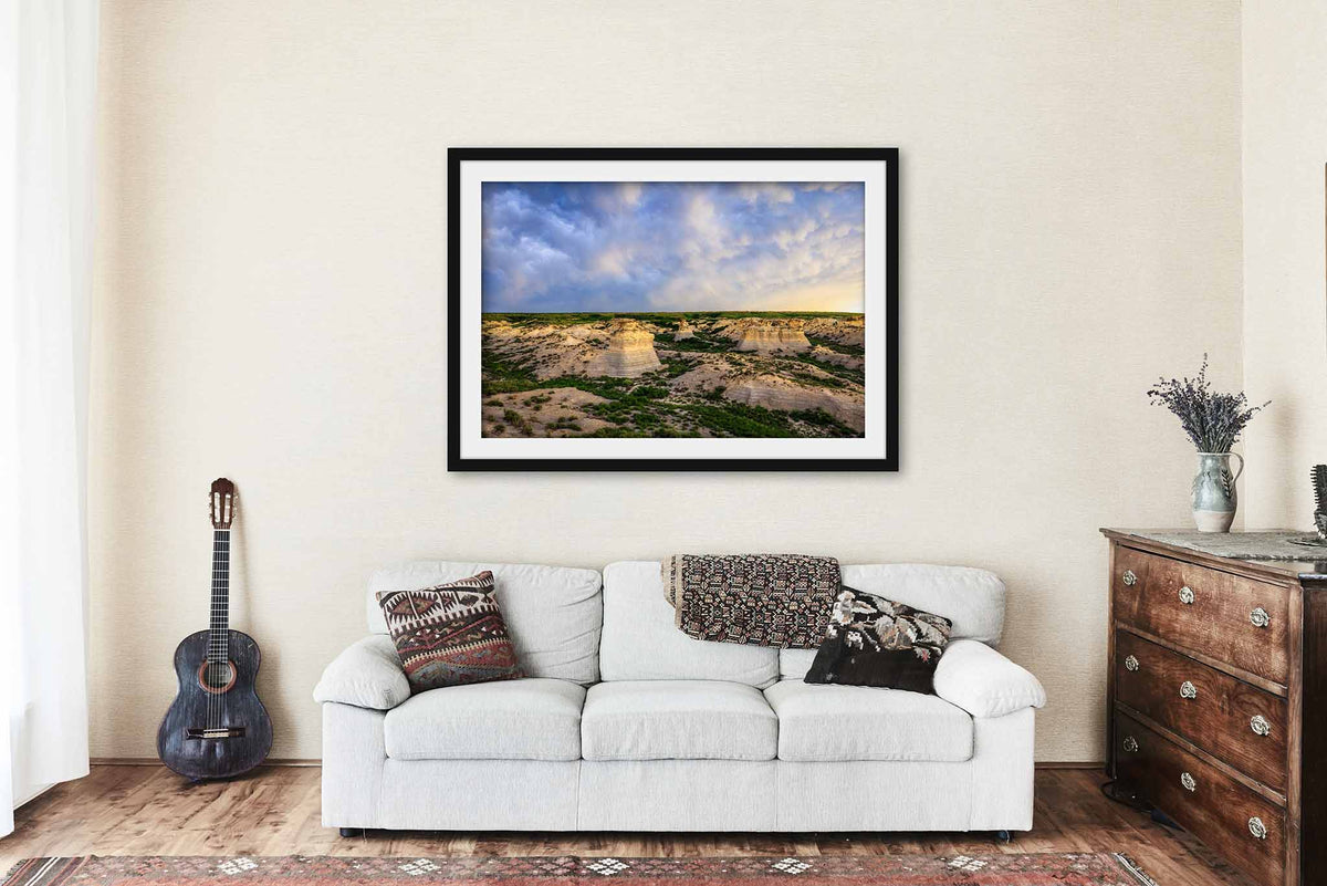 Stormy Sky Over Little Jerusalem Framed Print | Kansas Great Plains Prairie Bluff Landscape Nature Wall Art Nature Decor