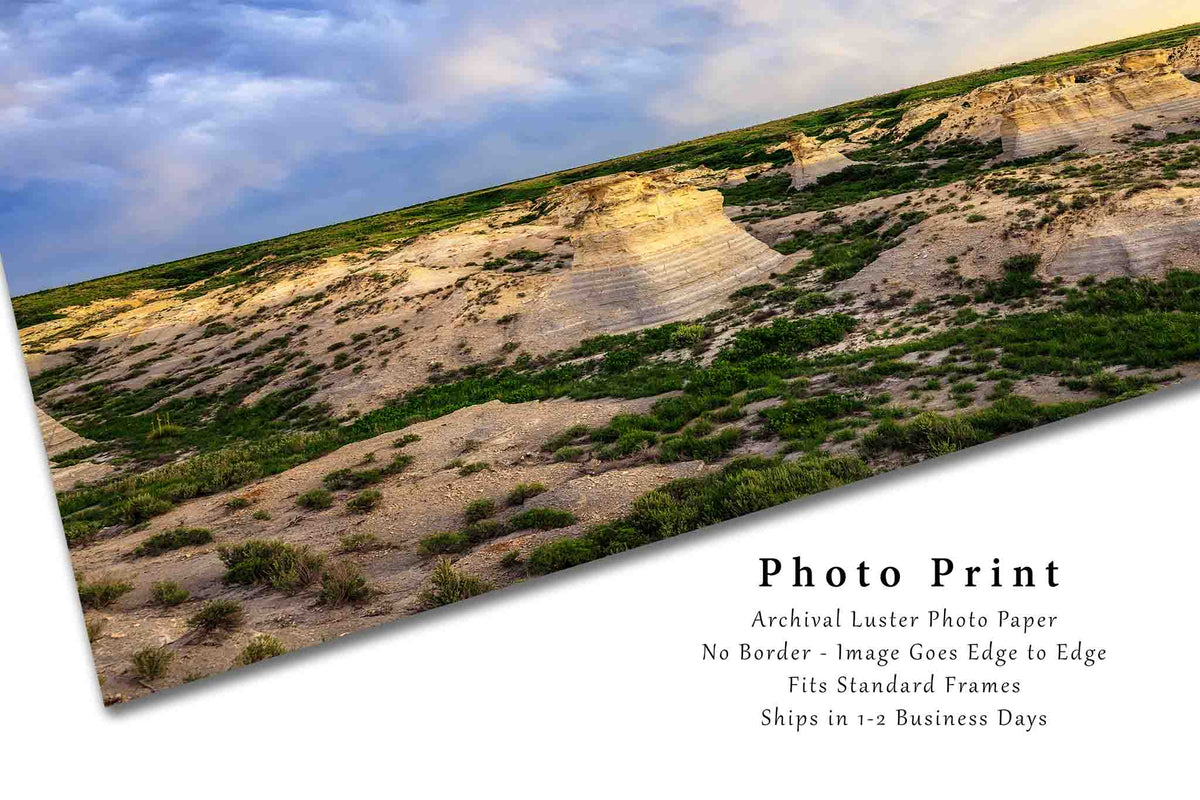 Stormy Sky Over Little Jerusalem Photo Print (Unframed) | Kansas Great Plains Prairie Bluff Landscape Nature Wall Art Nature Decor