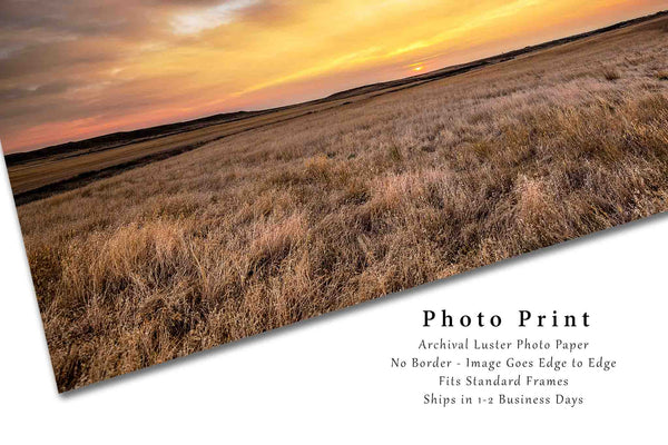 Western Wall Art Photography Print - Picture of Big Sky at Sunrise Over Prairie in Montana - Great Plains Photo Artwork Decor 4x6 to 40x60