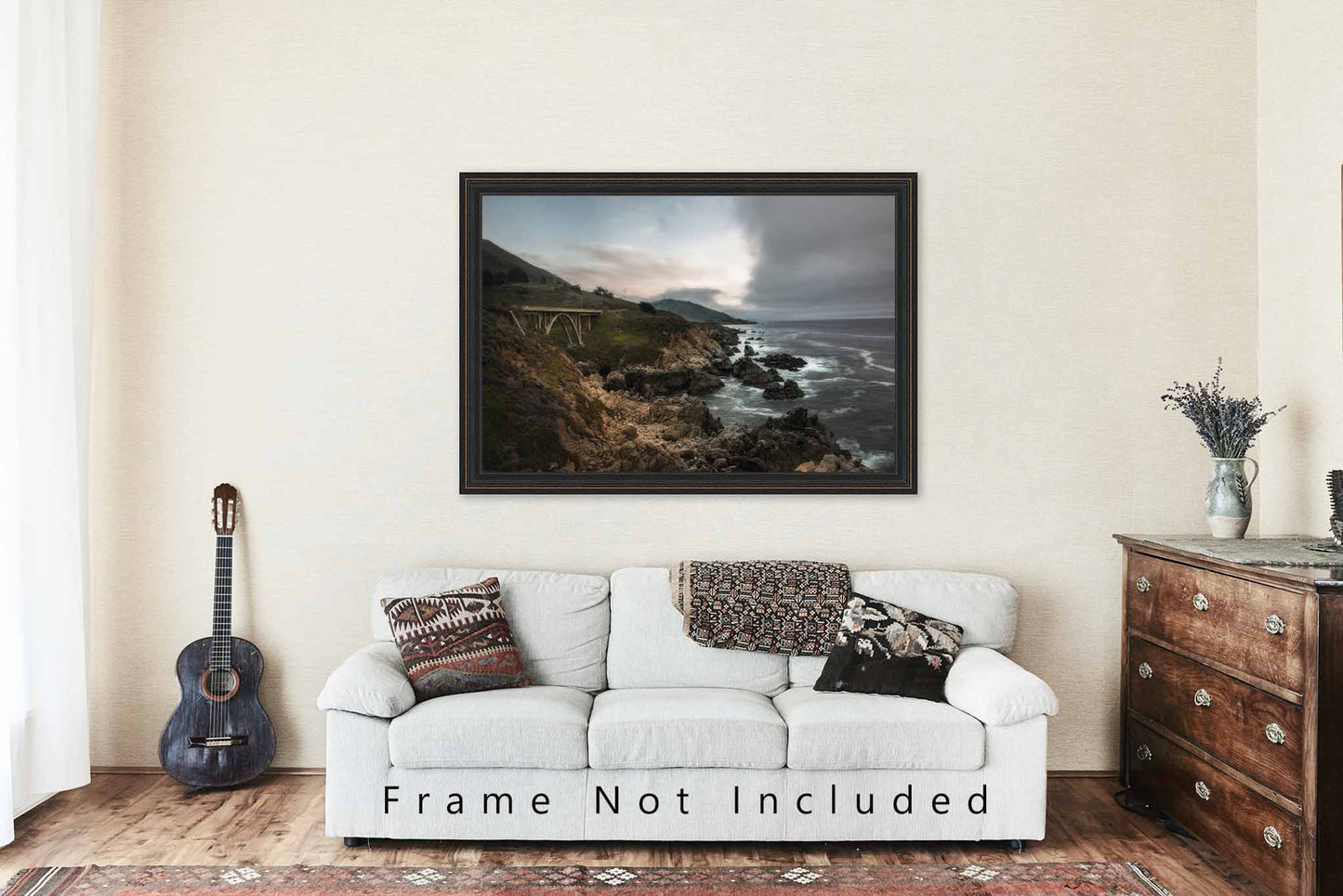 Ocean Landscape Art Print - Fine Art Photograph of Bixby Bridge and Fog Rolling Into Big Sur California Wall Art Pacific Highway Picture