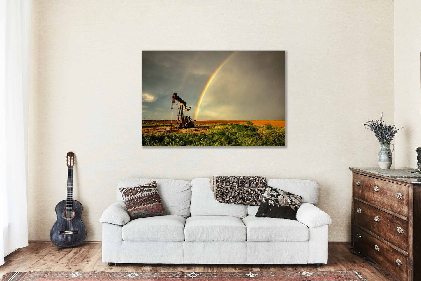 Pump Jack Metal Print | Rainbow Photography | Texas Wall Art | Oilfield Photo | Oil and Gas Decor | Ready to Hang