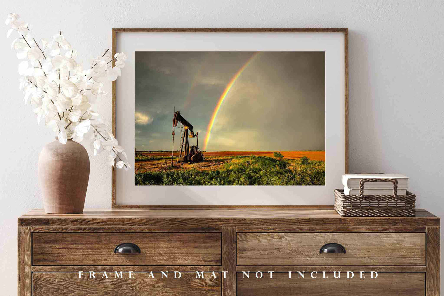 Pump Jack Photography Print | Rainbow Picture | Texas Wall Art | Oilfield Photo | Oil and Gas Decor | Not Framed