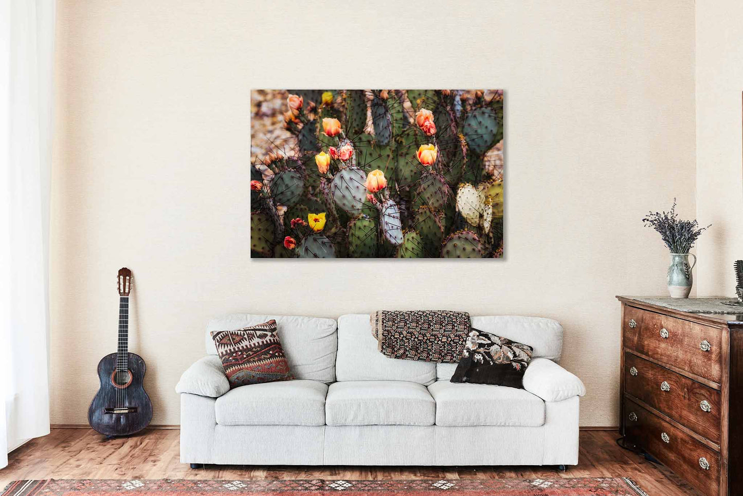 Prickly Pear Cactus Canvas | Flower Blossoms Gallery Wrap | Big Bend National Park Photography | West Texas Wall Art | Botanical Decor | Ready to Hang