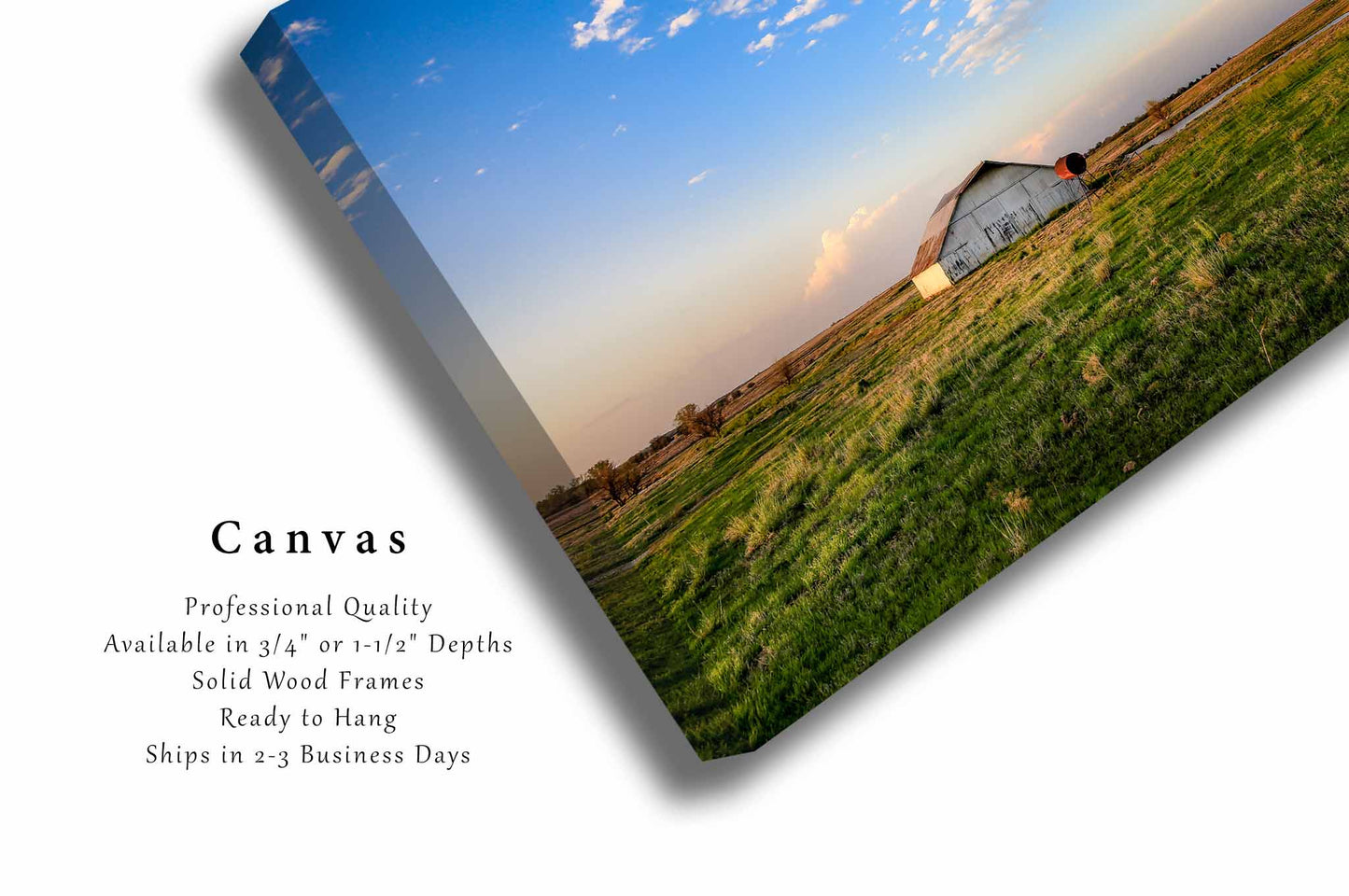 White Barn Canvas | Great Plains Gallery Wrap | Country Photography | Oklahoma Landscape Wall Art | Farmhouse Decor | Ready to Hang