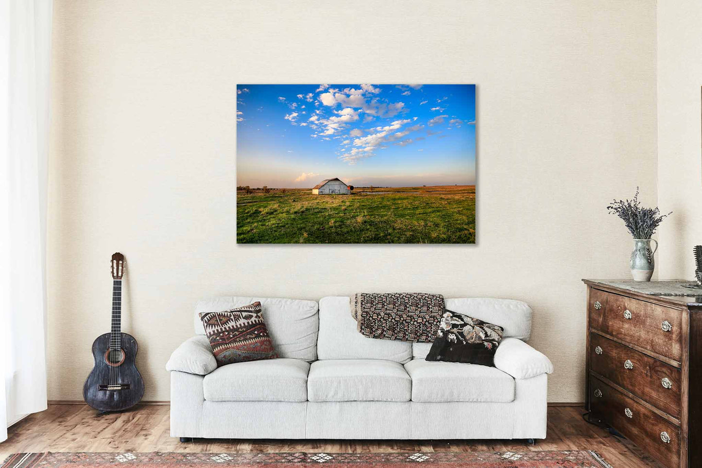 White Barn Canvas | Great Plains Gallery Wrap | Country Photography | Oklahoma Landscape Wall Art | Farmhouse Decor | Ready to Hang