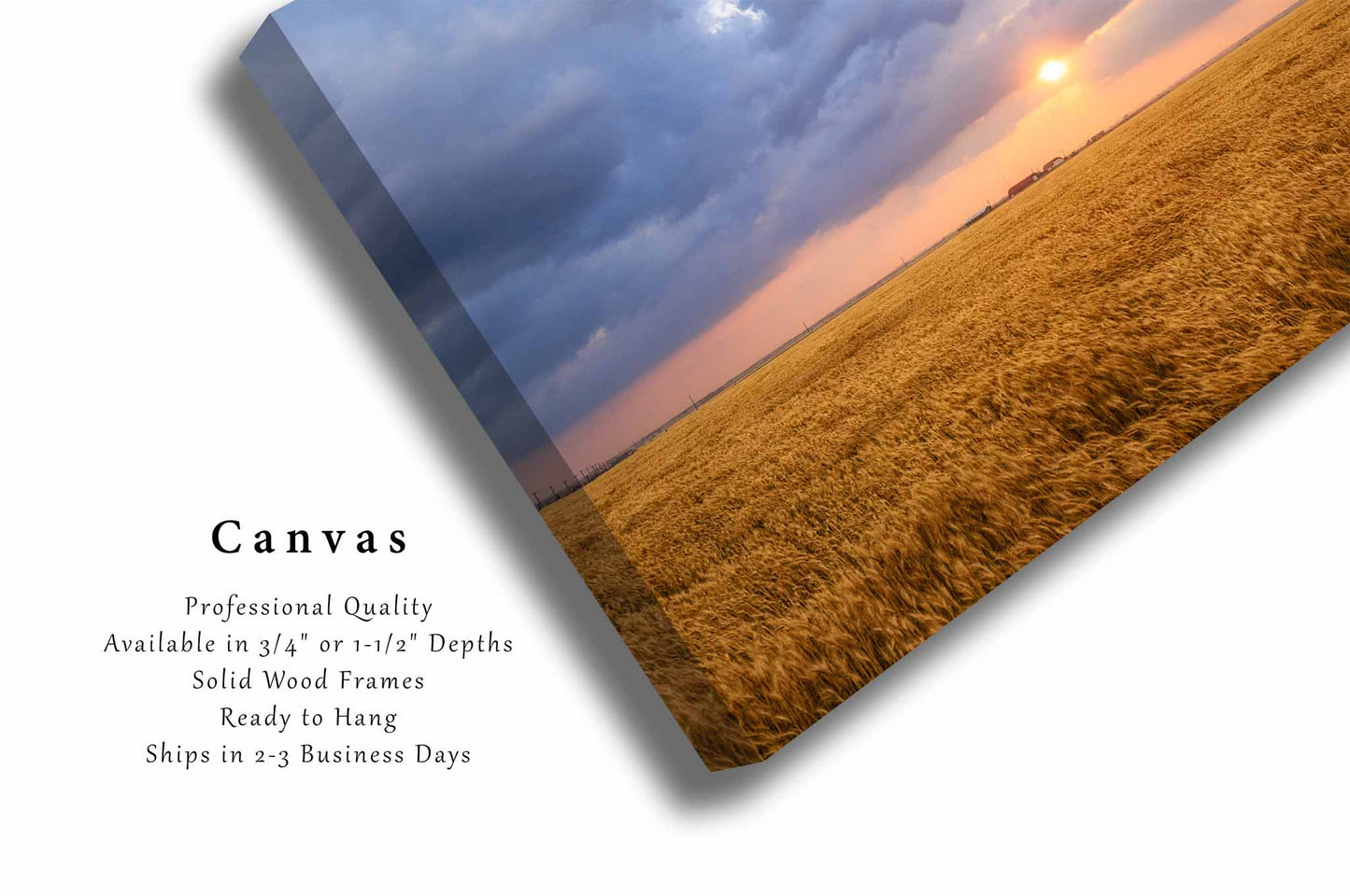 Sun Through Storm Clouds Canvas | Storm Clouds Gallery Wrap | Golden Wheat Field Photography | Oklahoma Sunset Wall Art | Farmhouse Decor | Ready to Hang