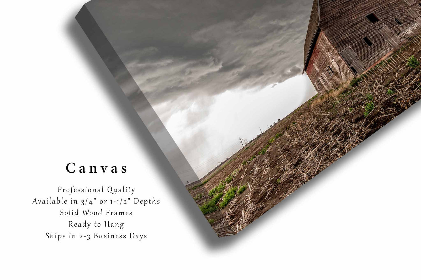 Old Red Barn Canvas | Storm Gallery Wrap | Farm Photography | Nebraska Wall Art | Farmhouse Decor | Ready to Hang