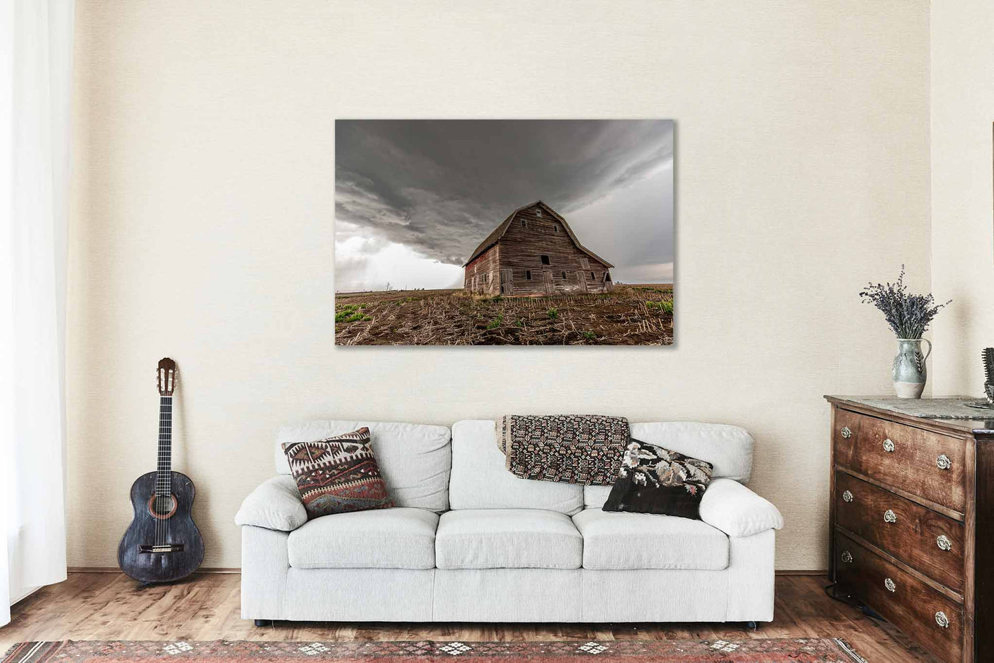 Old Red Barn Canvas | Storm Gallery Wrap | Farm Photography | Nebraska Wall Art | Farmhouse Decor | Ready to Hang