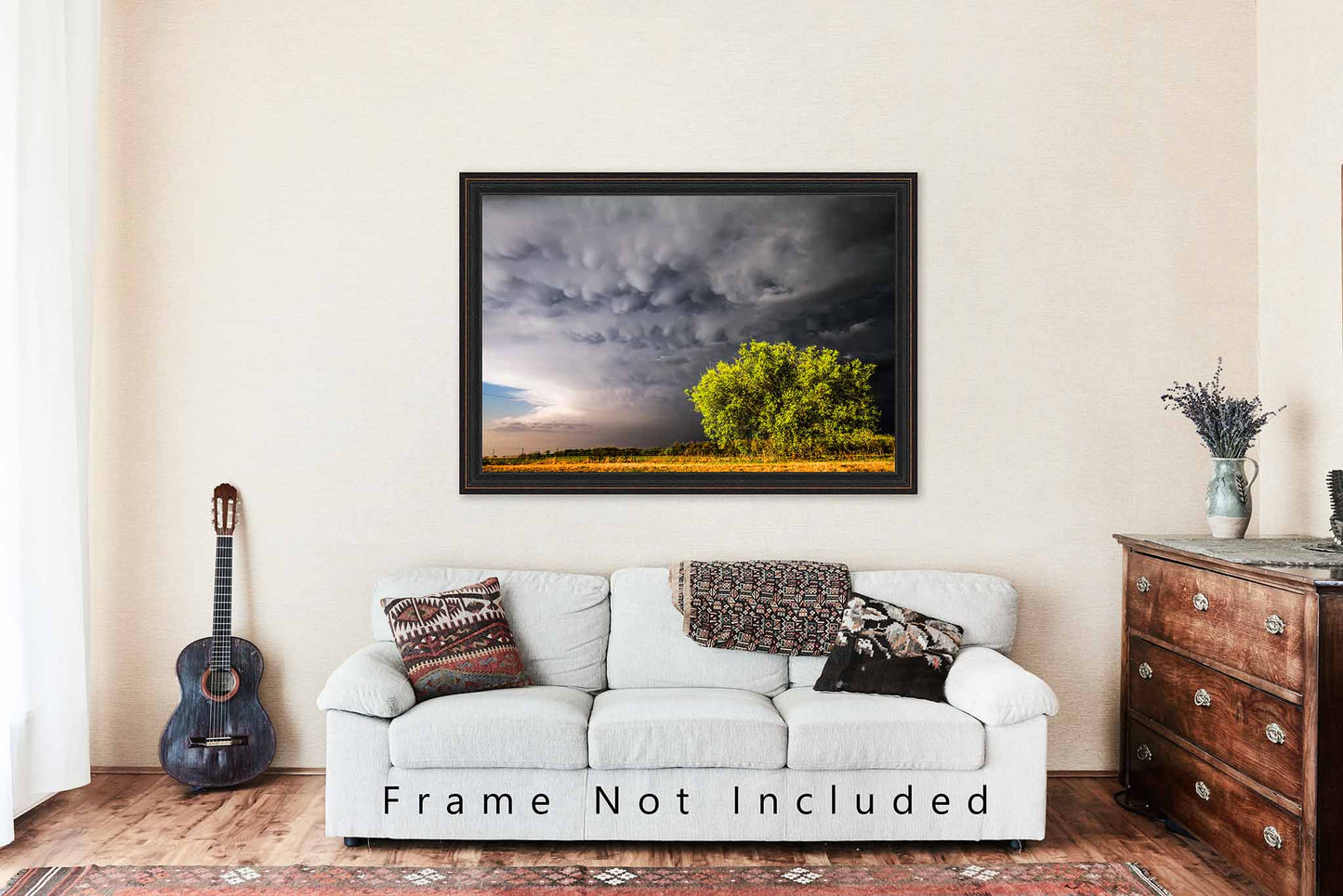 Mammatus Clouds Photography Print | Sunlit Tree Picture | Stormy Sky Wall Art | Oklahoma Photo | Nature Decor | Not Framed