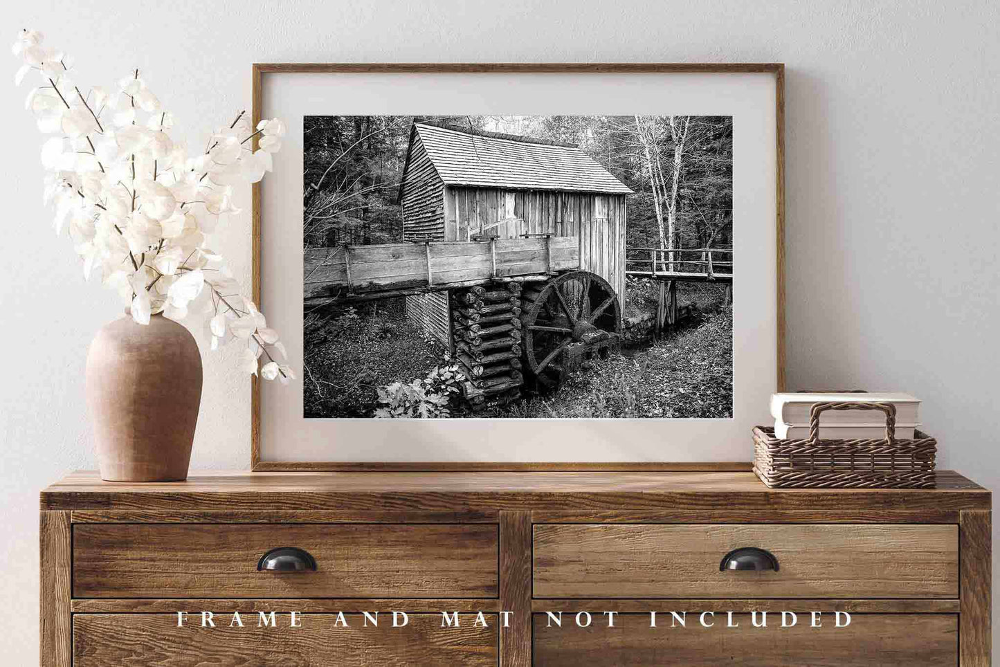 John Cable Mill Photography Print | Black and White Picture | Cades Cove Wall Art | Tennessee Photo | Great Smoky Mountains Decor | Not Framed