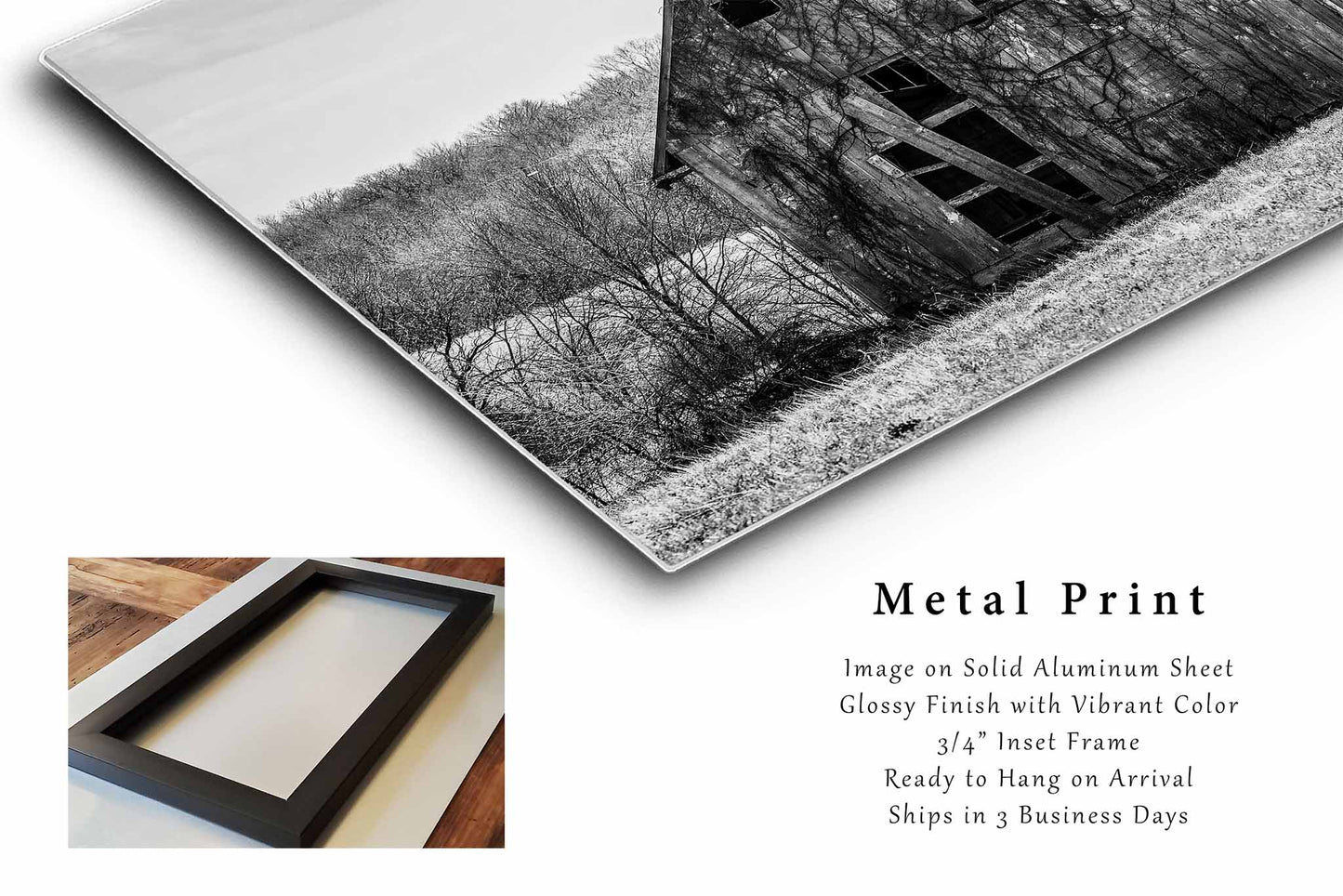 Barn Metal Print | Black and White Photography | Farm and Country Wall Art | Missouri Landscape Photo | Farmhouse Decor | Ready to Hang