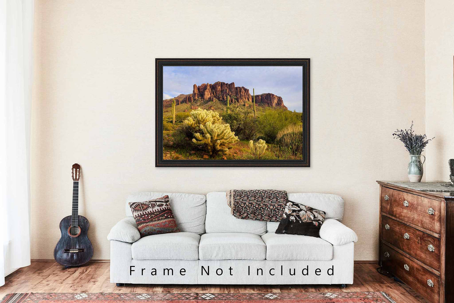 Superstition Mountains Photography Print | Cholla Cactus Picture | Lost Dutchman Wall Art | Arizona Landscape Photo | Desert Southwest Decor | Not Framed