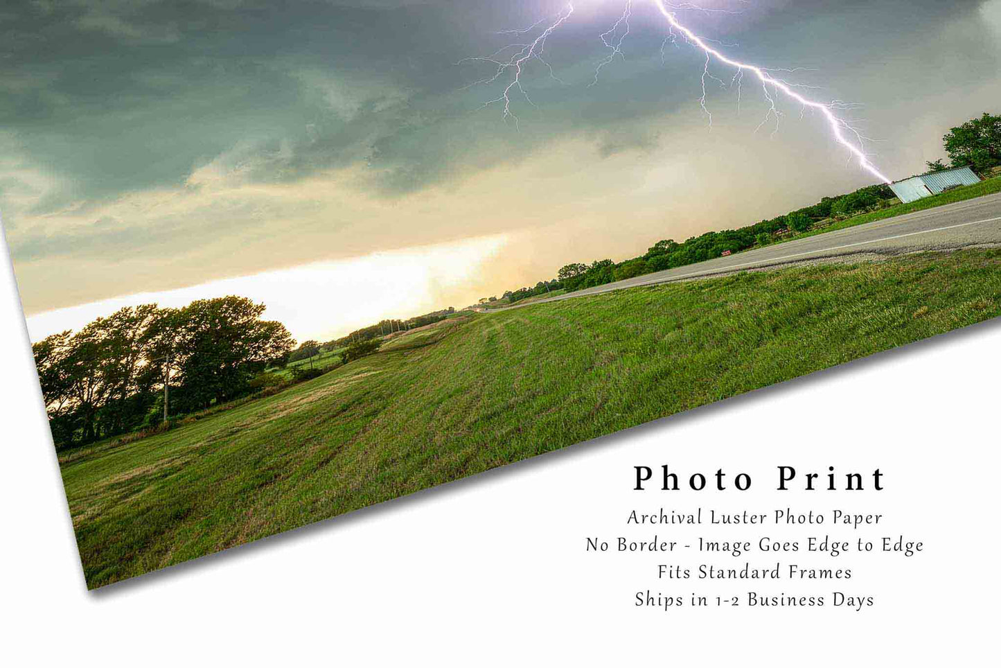 Lightning Photography Print | Storm Picture | Thunderstorm Wall Art | Kansas Sky Photo | Weather Decor | Not Framed