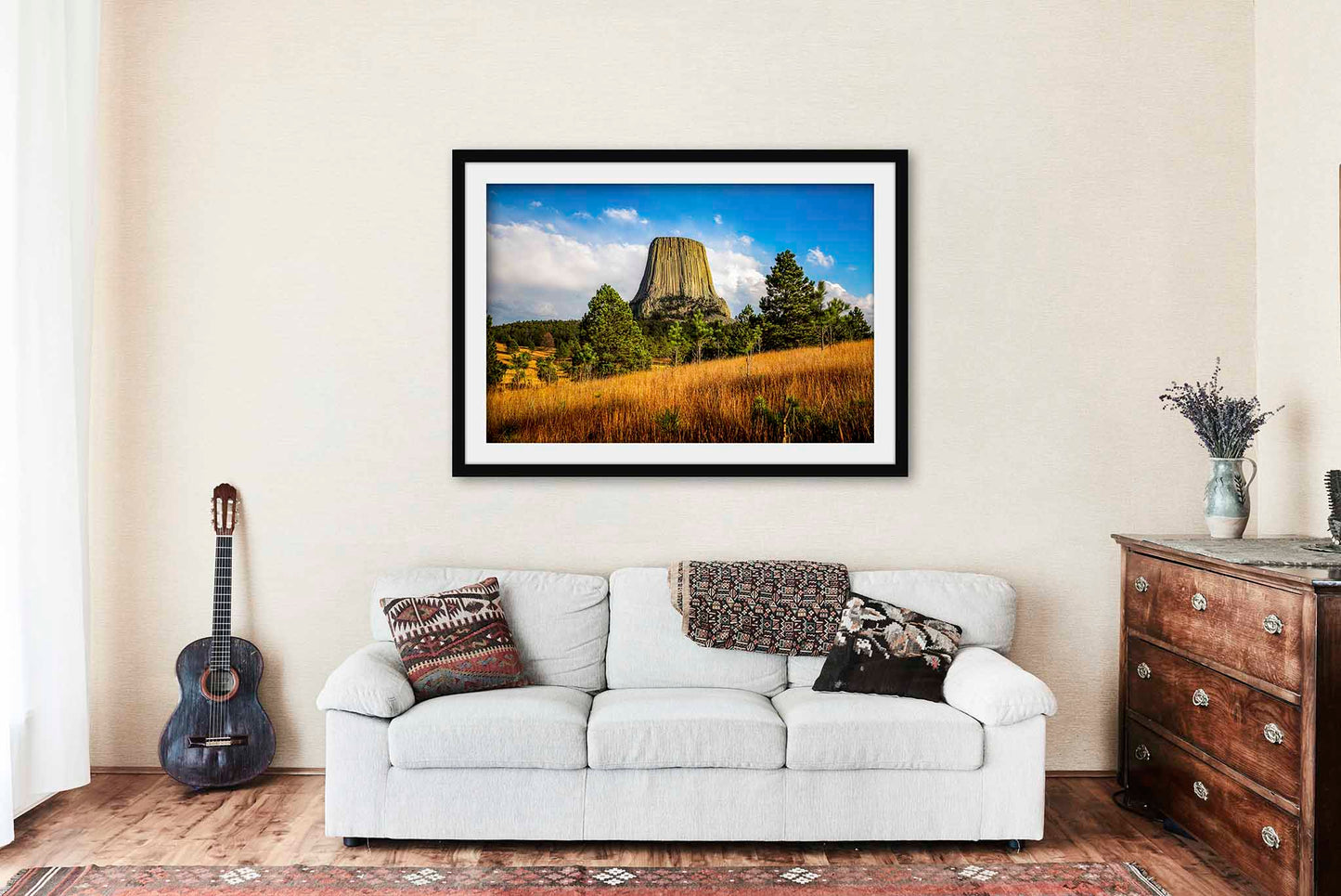 Devils Tower Framed and Matted Print | Black Hills Photo | National Monument Decor | Wyoming Landscape Photography | Nature Wall Art | Ready to Hang