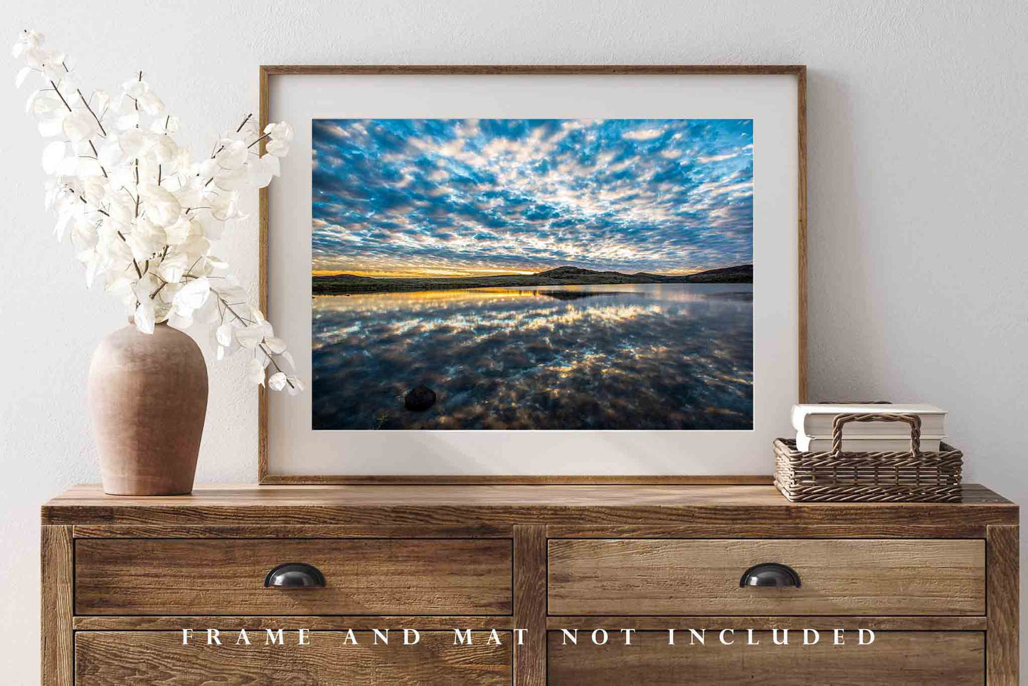 Wichita Mountains Photography Print | Lake Reflection Picture | Sunset Sky Wall Art | Oklahoma Landscape Photo | Nature Decor | Not Framed