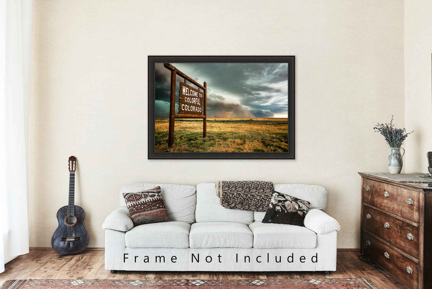Storm Photo Print | Colorful Colorado State Line Sign Picture | Colorado Wall Art | Thunderstorm Photography | Western Decor