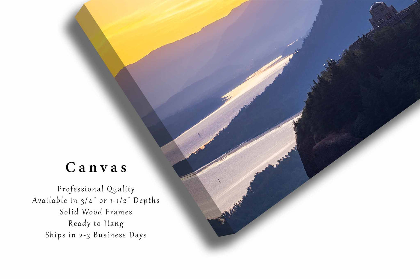 Pacific Northwest Canvas Wall Art (Ready to Hang) Vista House Overlooking at Sunrise in Oregon | Columbia River Gorge Photography Landscape and Nature Decor