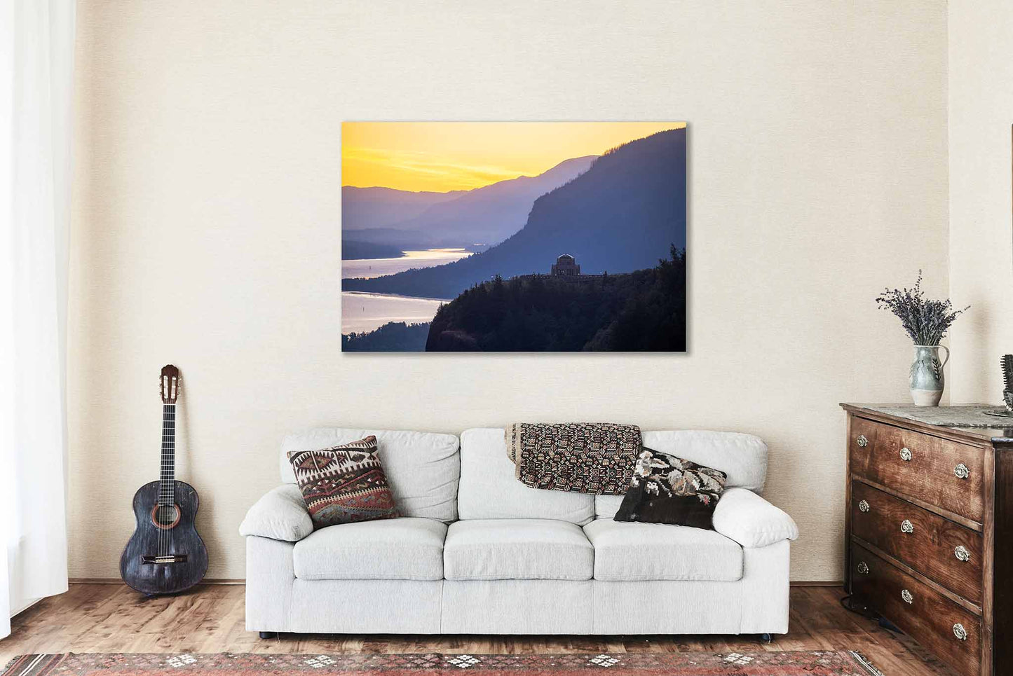 Pacific Northwest Metal Print (Ready to Hang) Vista House Overlooking at Sunrise in Oregon | Columbia River Gorge Wall Art Landscape and Nature Decor