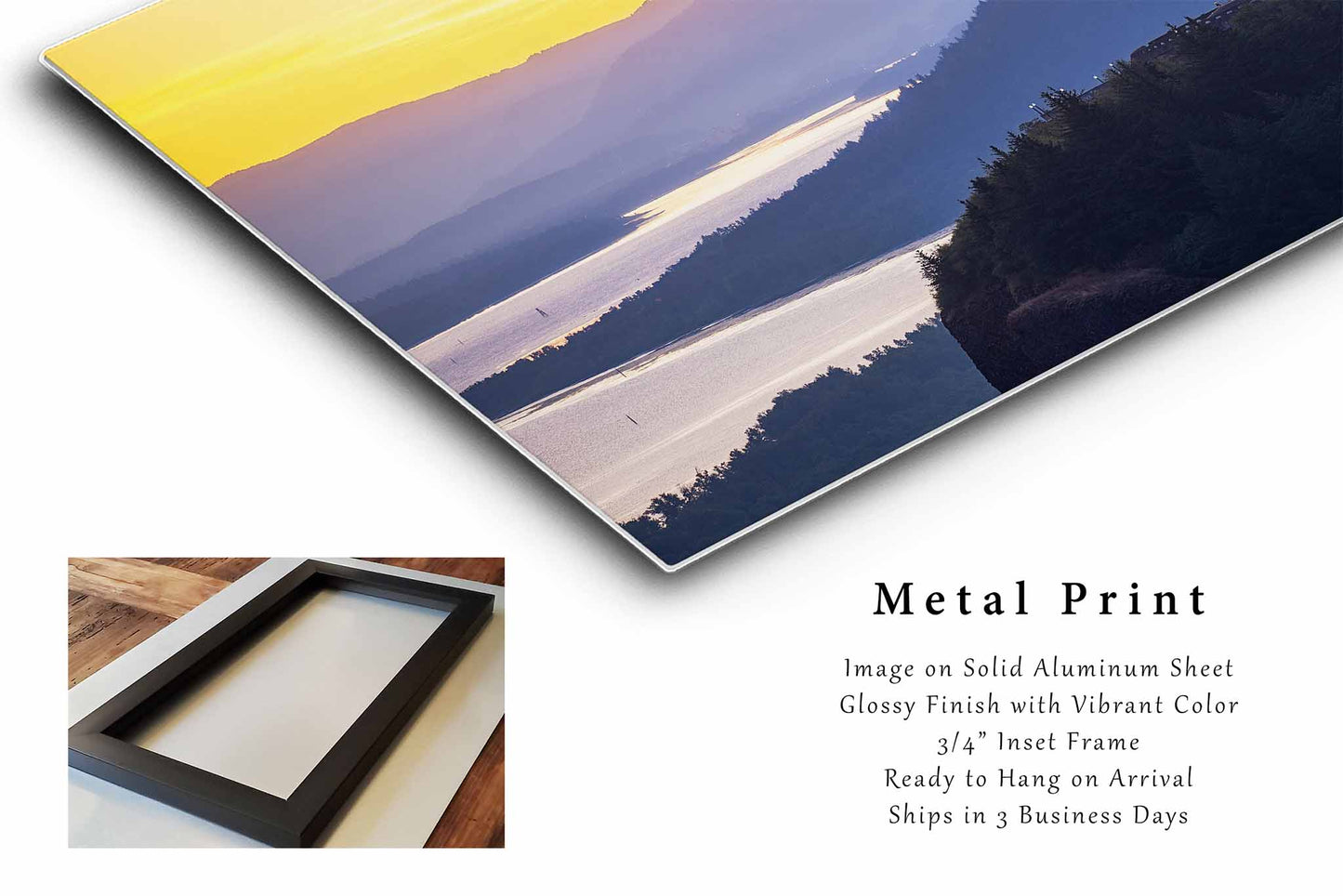 Pacific Northwest Metal Print (Ready to Hang) Vista House Overlooking at Sunrise in Oregon | Columbia River Gorge Wall Art Landscape and Nature Decor