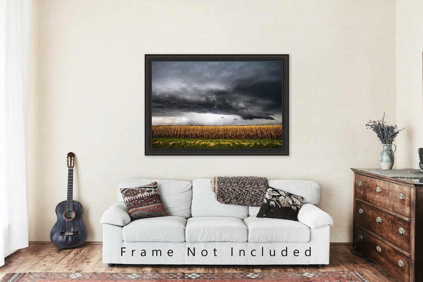 Storm Picture - Fine Art Nature Photography Print of Thunderstorm Over Corn Field in Kansas Scenic Weather Wall Art Farm Photo Country Decor