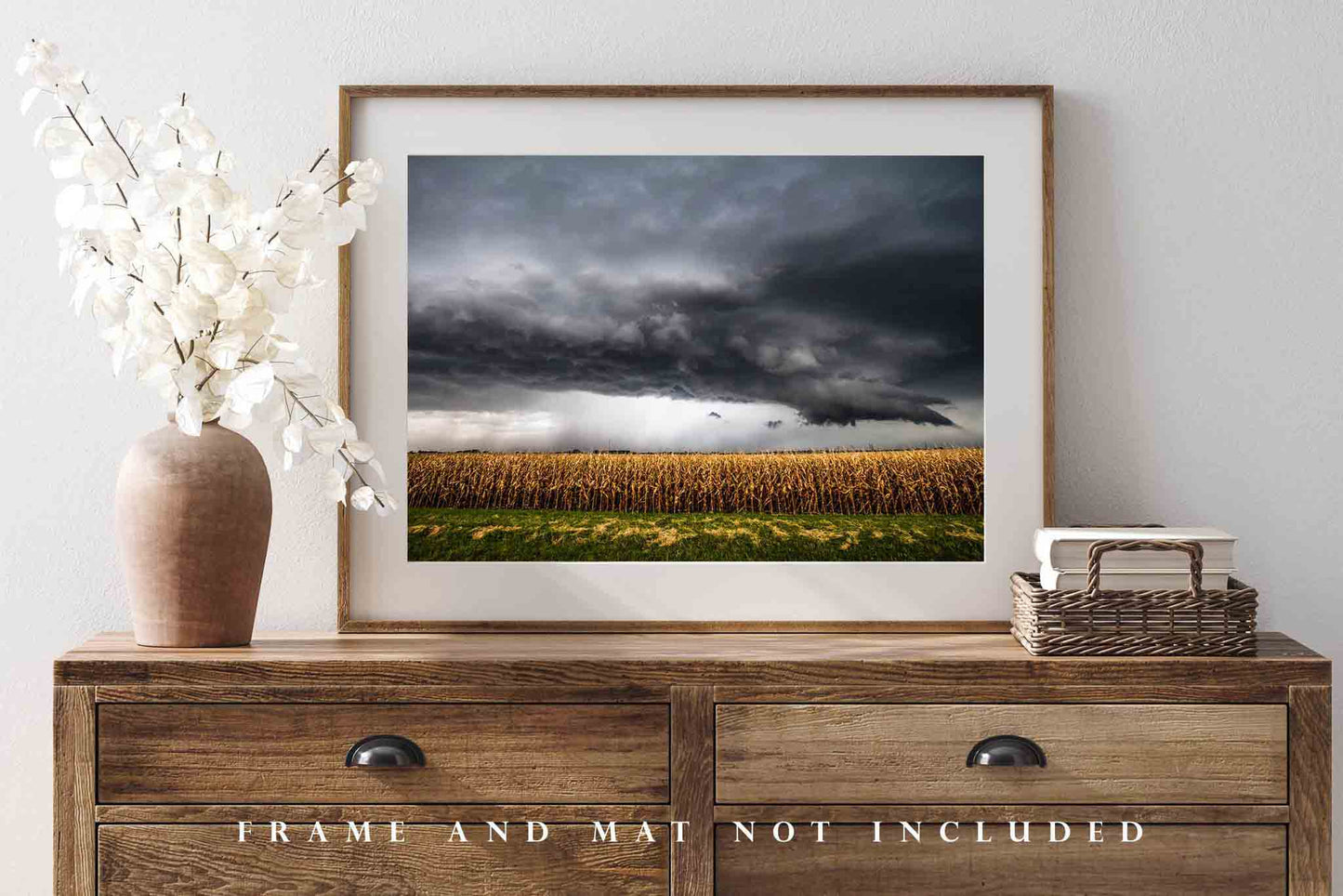 Storm Picture - Fine Art Nature Photography Print of Thunderstorm Over Corn Field in Kansas Scenic Weather Wall Art Farm Photo Country Decor