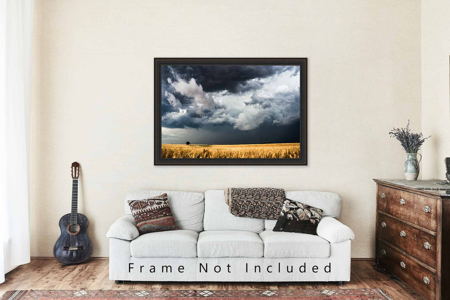 Country Photography Print (Not Framed) Picture of Storm Clouds Gathering Over Golden Wheat Field on Spring Day in Kansas Western Wall Art Farmhouse Decor
