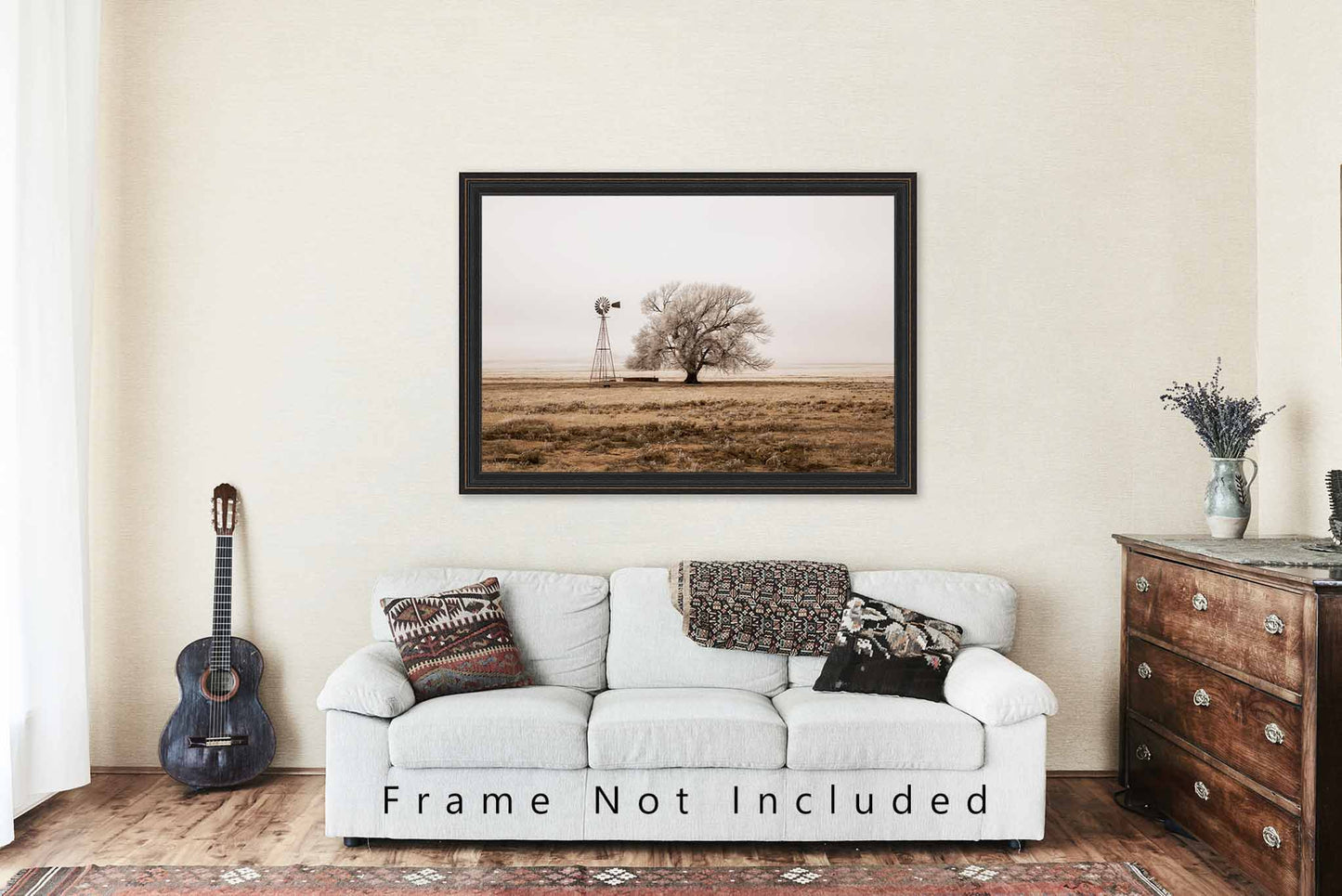 Country Photography Print | Windmill and Tree Picture | New Mexico Wall Art | Sepia Photo | Farmhouse Decor | Not Framed