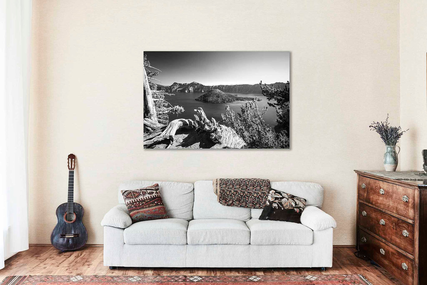 Crater Lake Metal Print | Black and White Photography | Pacific Northwest Wall Art | Oregon Landscape Photo | Nature Decor | Ready to Hang