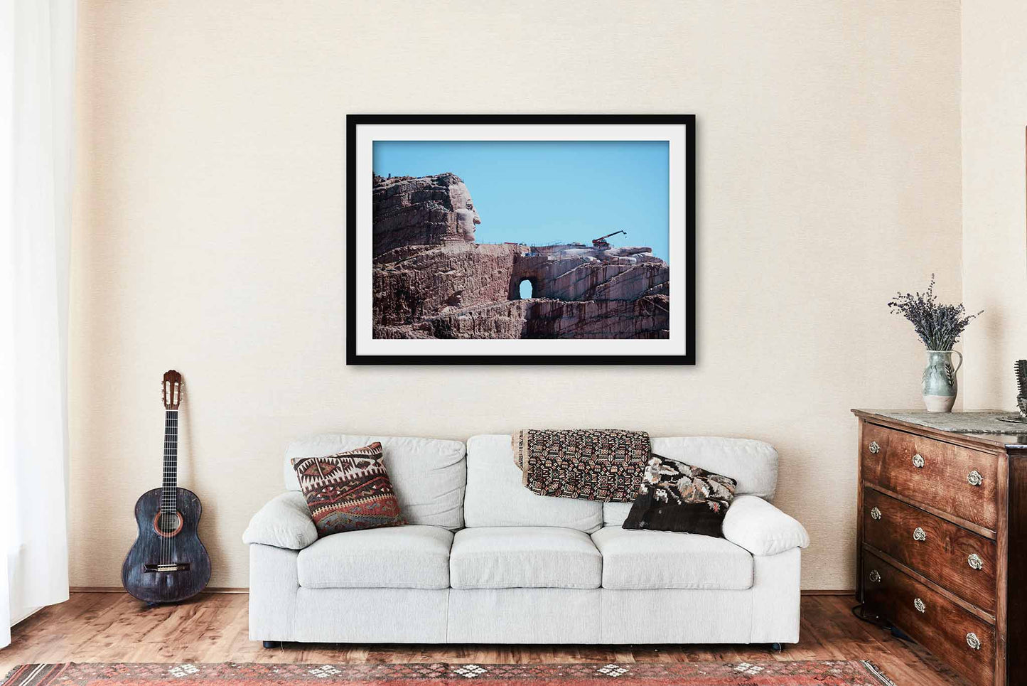 Crazy Horse Memorial Framed and Matted Print | Black Hills Photo | Sioux Indian Decor | South Dakota Photography | Native American Wall Art | Ready to Hang