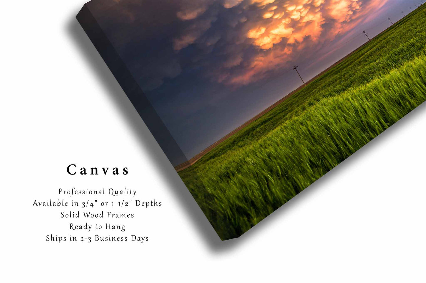 Dance of the Clouds | Mammatus Clouds Over Wheat Field Canvas Wall Art | Kansas Stormy Sky Landscape Photography