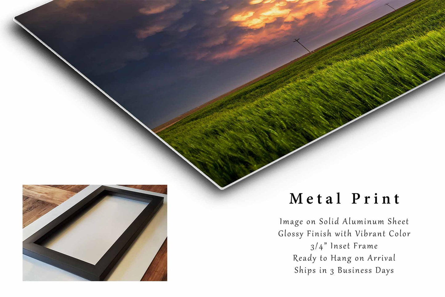 Dance of the Clouds | Mammatus Clouds Over Wheat Field Metal Print Wall Art | Kansas Stormy Sky Landscape Photography