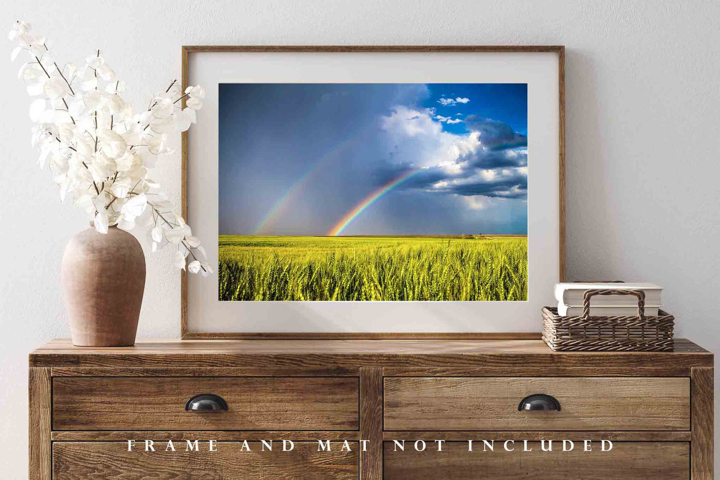 Double Rainbow Photography Print | Wheat Field Picture | Kansas Wall Art | Great Plains Photo | Nature Decor | Not Framed