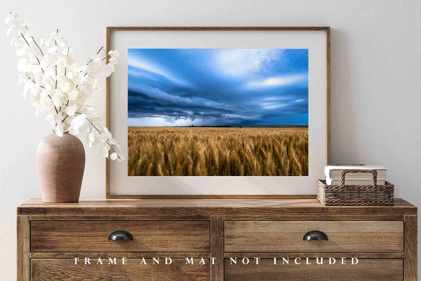 Great Plains Photo Print | Golden Wheat Field Under Thunderstorm Picture | Kansas Wall Art | Landscape Photography | Farmhouse Decor