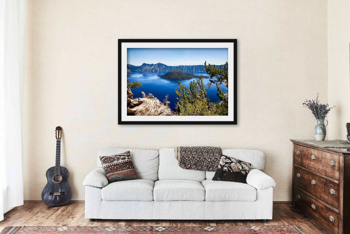 Crater Lake Framed and Matted Print | Pacific Northwest Photo | Oregon Decor | Wizard Island Photography | Nature Wall Art | Ready to Hang