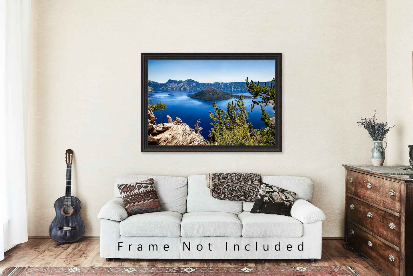 Pacific Northwest Photography Print (Not Framed) Picture of Crater Lake on Summer Day in Oregon Cascade Range Wall Art Nature Decor